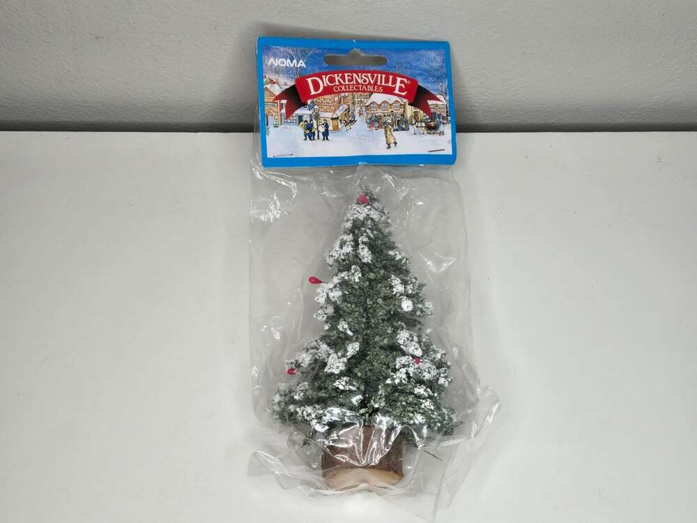 Noma Dickensville Flocked Bottle Brush Christmas Tree Village Accessory